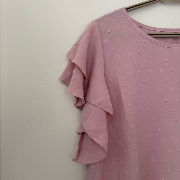SHEIN Light Pink Ruffle Sleeve Top - Picture 2 of 6